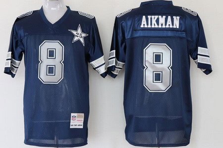 Dallas Cowboys #8 Troy Aikman Navy 25th Throwback Jersey