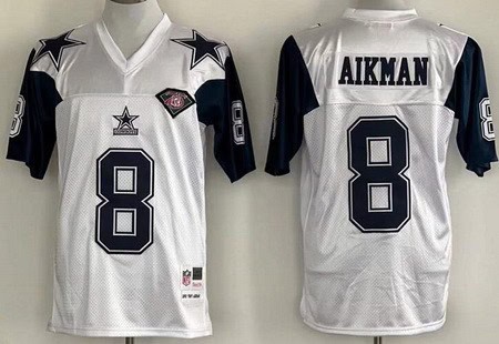 Dallas Cowboys #8 Troy Aikman White 1992 Throwback Jersey