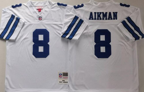 Dallas Cowboys #8 Troy Aikman White 1994 Jersey