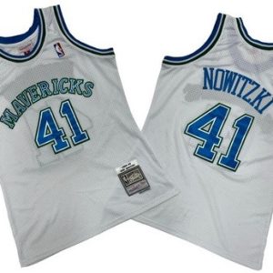 Dallas Mavericks #41 Dirk Nowitzki White 1998 Throwback Swingman Jersey