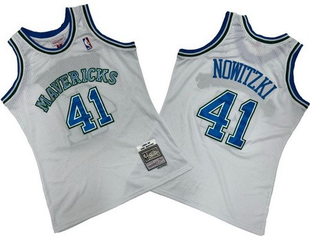 Dallas Mavericks #41 Dirk Nowitzki White 1998 Throwback Swingman Jersey