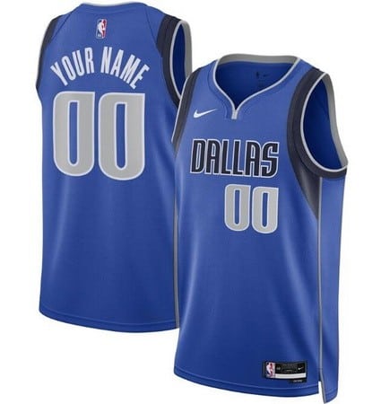 Dallas Mavericks Custom Blue Icon Heat Press Jersey