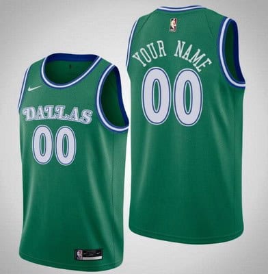 Dallas Mavericks Custom Green Classic Icon Hot Press Jersey