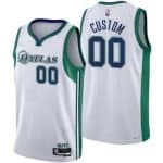 Dallas Mavericks Custom White 2022 City Diamond 75th Icon Hot Press Jersey