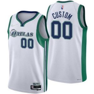 Dallas Mavericks Custom White 2022 City Diamond 75th Icon Hot Press Jersey