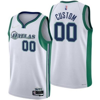 Dallas Mavericks Custom White 2022 City Diamond 75th Icon Hot Press Jersey