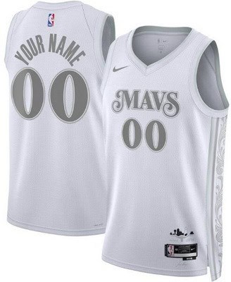 Dallas Mavericks Custom White 2024 City Heat Press Jersey