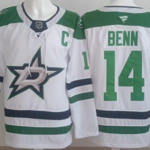 Dallas Stars #14 Jamie Benn White Authentic Jersey