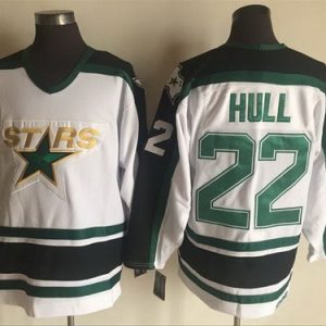 Dallas Stars #22 Brett Hull White Black Throwback Jersey