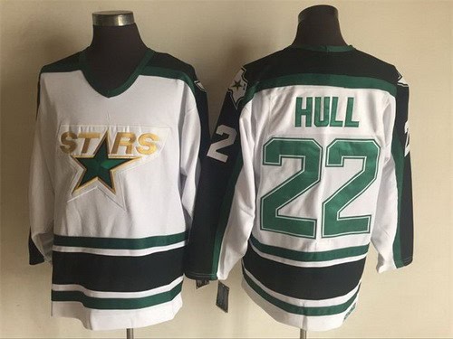 Dallas Stars #22 Brett Hull White Black Throwback Jersey