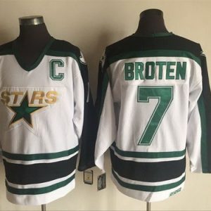 Dallas Stars #7 Neal Broten White Black Throwback Jersey