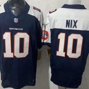 Denver Broncos #10 Bo Nix Limited Navy Thanksgiving Fashion FUSE Vapor Jersey