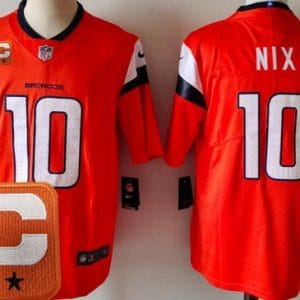 Denver Broncos #10 Bo Nix Limited Orange 2025 Captain Vapor Jersey