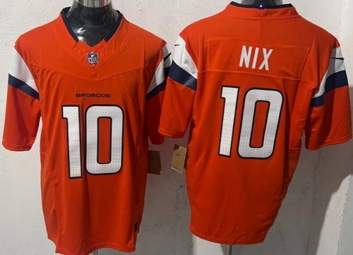 Denver Broncos #10 Bo Nix Limited Orange FUSE Vapor Jersey