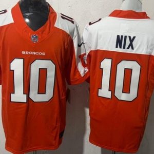 Denver Broncos #10 Bo Nix Limited Orange Thanksgiving Fashion FUSE Vapor Jersey