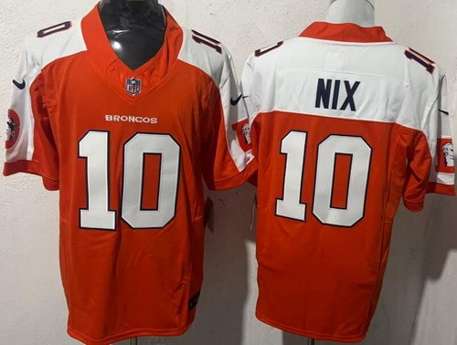 Denver Broncos #10 Bo Nix Limited Orange Thanksgiving Fashion FUSE Vapor Jersey