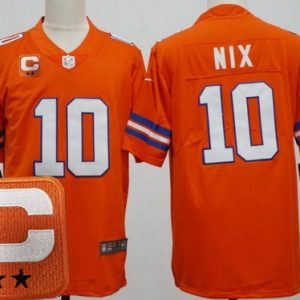 Denver Broncos #10 Bo Nix Limited Orange Throwback 2025 Captain Vapor Jersey