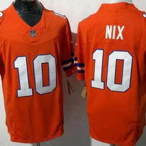 Denver Broncos #10 Bo Nix Limited Orange Throwback FUSE Vapor Jersey
