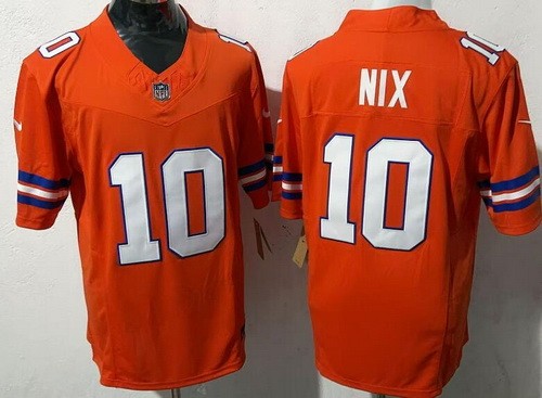 Denver Broncos #10 Bo Nix Limited Orange Throwback FUSE Vapor Jersey