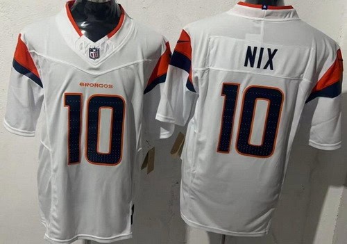 Denver Broncos #10 Bo Nix Limited White FUSE Vapor Jersey
