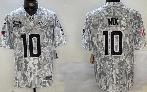 Denver Broncos #10 Bo Nix Limited Arctic Camo 2024 Salute to Service Jersey