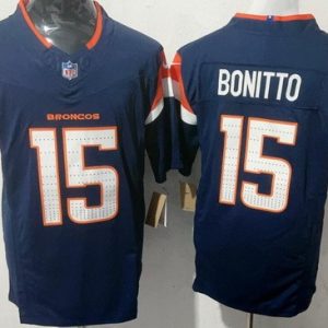 Denver Broncos #15 Nik Bonitto Limited Navy FUSE Vapor Jersey