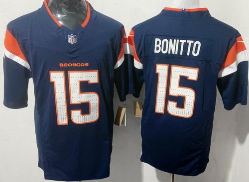Denver Broncos #15 Nik Bonitto Limited Navy FUSE Vapor Jersey