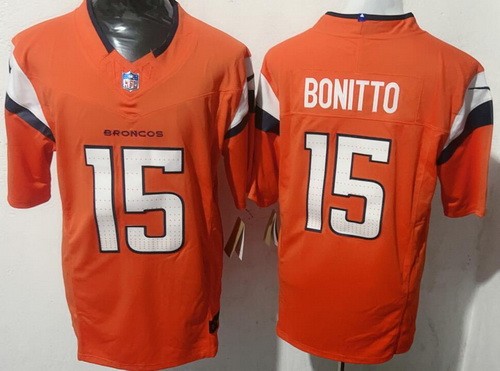 Denver Broncos #15 Nik Bonitto Limited Orange FUSE Vapor Jersey