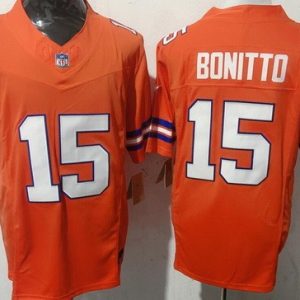 Denver Broncos #15 Nik Bonitto Limited Orange Throwback FUSE Vapor Jersey