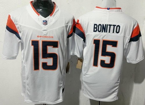 Denver Broncos #15 Nik Bonitto Limited White FUSE Vapor Jersey