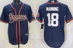 Denver Broncos #18 Peyton Manning Limited Navy Fashion Baseball Jersey