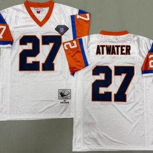 Denver Broncos #27 Steve Atwater White 75th 1998 Throwback Jersey