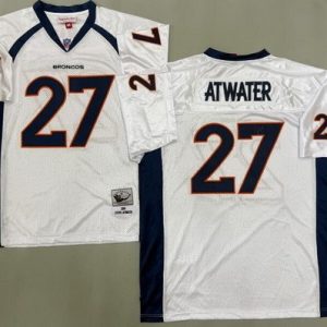 Denver Broncos #27 Steve Atwater White Throwback Jersey