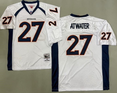 Denver Broncos #27 Steve Atwater White Throwback Jersey