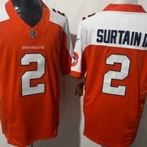 Denver Broncos #2 Patrick Surtain II Limited Orange Thanksgiving Fashion FUSE Vapor Jersey
