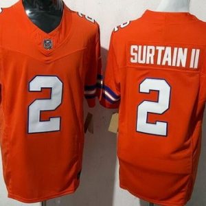 Denver Broncos #2 Patrick Surtain II Limited Orange Throwback FUSE Vapor Jersey