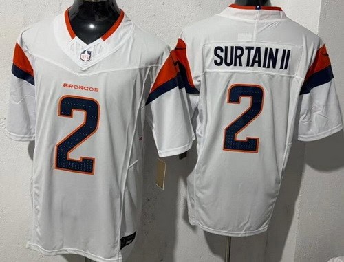 Denver Broncos #2 Patrick Surtain II Limited White FUSE Vapor Jersey