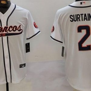 Denver Broncos #2 Patrick Surtain II Limited White Fashion Baseball Jersey