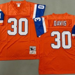 Denver Broncos #30 Terrell Davis Orange 1997 Throwback Jersey