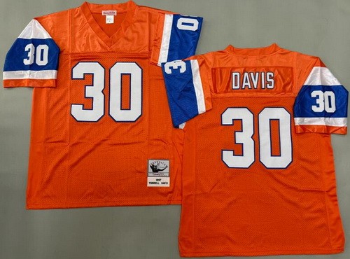 Denver Broncos #30 Terrell Davis Orange 1997 Throwback Jersey