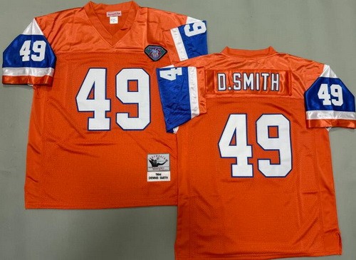 Denver Broncos #49 Dennis Smith Orange 75th 1994 Throwback Jersey