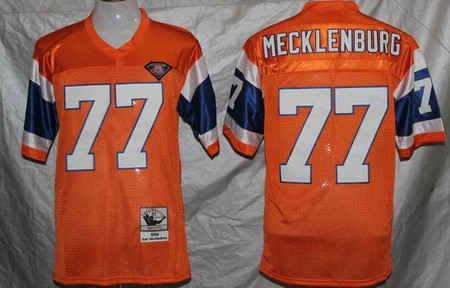 Denver Broncos #77 Karl Mecklenburg Orange 1994 Throwback Jersey