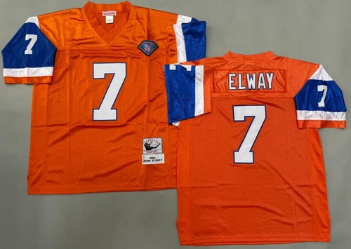 Denver Broncos #7 John Elway Orange 75th 1994 Throwback Jersey