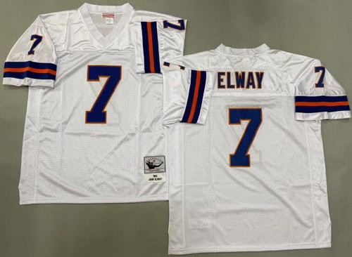 Denver Broncos #7 John Elway White 1994 Throwback Jersey