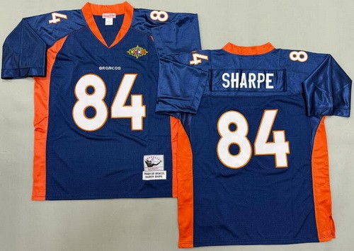 Denver Broncos #84 Shannon Sharpe Navy Throwback Jersey
