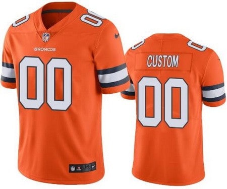Denver Broncos Customized Limited Orange Rush Color Jersey