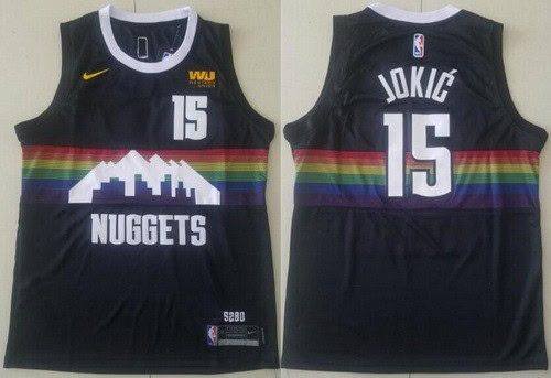 Denver Nuggets #15 Nikola Jokic Black City Icon Sponsor Swingman Jersey