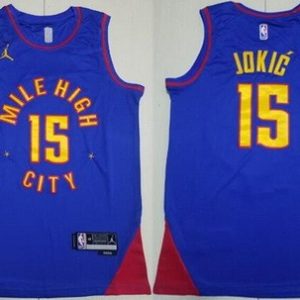 Denver Nuggets #15 Nikola Jokic Blue Statement Icon Swingman Jersey