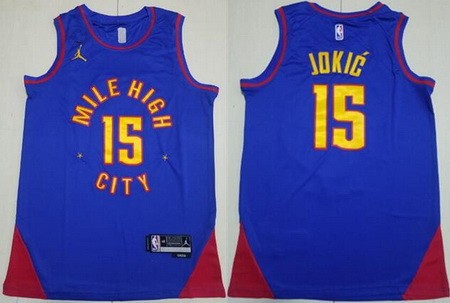 Denver Nuggets #15 Nikola Jokic Blue Statement Icon Swingman Jersey