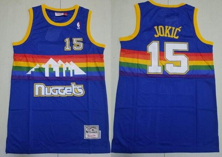 Denver Nuggets #15 Nikola Jokic Blue Throwback Swingman Jersey